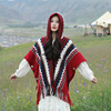 民族风连帽斗篷式披肩新疆西藏草原旅游穿搭保暖针织毛衣外套围巾
