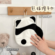 可爱熊猫厨房擦手巾挂式超强吸水加厚家用儿童卫生间洗手间抹手布