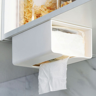 家用北欧简约免打孔壁挂纸巾盒抽纸盒厨房用纸收纳盒塑料卫生纸架