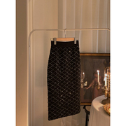 黑色小香风针织半身裙女春夏装法式高级感小个子气质显瘦包臀裙子