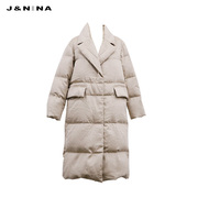 j&nina捷恩尼纳驼绒面料白鹅绒(白鹅绒，)羽绒服女冬季中长款加厚保暖外套