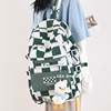 艾古日系小众设计感原创书包格子大容量轻便复古少女原宿学生背包