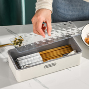 家用筷子盒台面带盖防尘筷子笼可视勺子筷子厨房收纳盒双层沥水