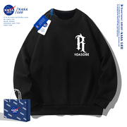 NASA联名简约字母圆领卫衣男2023年初秋美式痞帅宽松百搭外套
