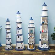 地中海洋风格木质灯塔摆件，家居装饰品创意，拍摄道具摆设海边纪念品