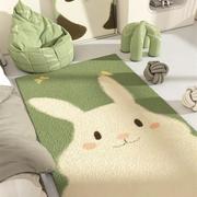 仿羊绒地毯卧室床边毯卡通绿色可爱房榻榻米房间厚地垫冬
