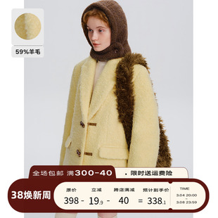 DESIGNER PLUS 毛呢西装外套女加厚羽绒内胆短款韩版羊毛大衣