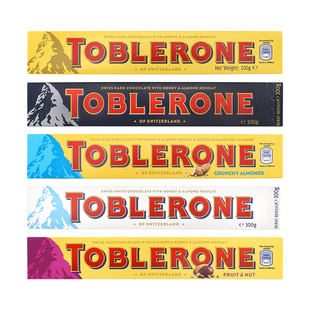 瑞士进口零食toblerone三角巴旦，木糖蜂蜜葡萄干牛奶，黑巧克力100g