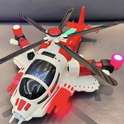 变形特技电动飞机玩具灯光音乐旋转万向儿童男孩直升机模型3至6岁