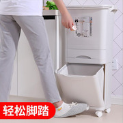 日式厨房垃圾桶家用大号带盖防臭厨余双层干湿分离垃圾分类双内桶