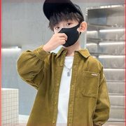 男童衬衫秋装韩版宽松开衫上衣中大童外穿长袖洋气外套15岁
