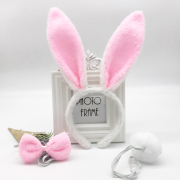 oodparty 万圣节表演动物兔耳朵发卡头饰 兔子耳朵尾巴领结三件套