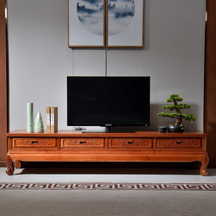 全实木电视柜现代中式花梨木四抽整装储物影视柜客厅木质卧室地柜