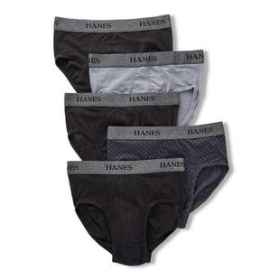 hanes恒适男内裤三角裤，5条装高腰纯色，透气弹力亲肤直邮h300365