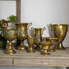 悦木金色复古花器花翁欧式铁艺插花器皿婚礼宴会，桌花花瓶拍照陈列