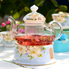 玻璃茶具套装骨瓷花，茶壶茶杯耐热泡茶过滤功夫，陶瓷茶炉蜡烛加热
