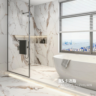 现代轻奢大理石瓷砖卡拉拉金600x1200客厅地砖柔光卫生间厨房墙砖