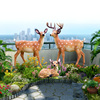 户外园林仿真梅花鹿雕塑装饰玻璃钢，动物景观庭院花园草坪麋鹿摆件