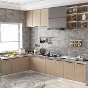 现代不锈钢橱柜厨房整体定制家用简易储物柜台面灶台柜厨柜一