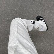 f2ocus雪花灰三条杠基础卫裤2.0宽松直筒休闲裤垂感运动裤阔腿裤