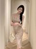 新中式改良旗袍蕾丝镂空连衣裙女夏季气质修身显瘦性感包臀长裙子