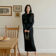 时尚起义韩国套装甜美优雅针织裙+蝙蝠，袖针织衫od23091203