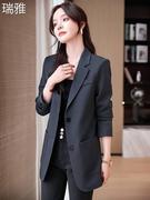 灰色韩版西装外套女春秋，2024高级感气质显瘦休闲西服上衣黑色