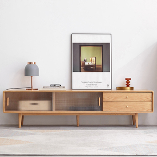 小七的木头实木电视柜橡木简约现代北欧小户型客厅电视机柜原木