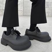 男女同款巴黎米奇大头鞋2023英伦系带圆头，粗跟单鞋厚底德比鞋