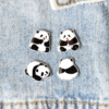 大熊猫胸针胸章领针徽章配原创手工，制作可爱花花手绘风格吧唧饰品