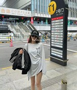 韩国东大门女装24夏百搭蝴蝶结，印花宽松长袖t恤+休闲棒球服外套