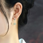 s925纯银天然和田玉耳环，女2023年小众，设计不掉色高级感耳饰