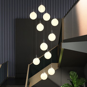 复式楼梯吊灯现代简约北欧酒店别墅中空客厅玻璃魔豆餐厅长吊灯具