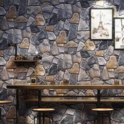 立体仿真石头壁纸复古石块饭厅墙布饭店墙布小餐厅酒吧背景墙壁画