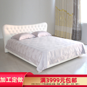 意式皮艺床定制 环保双人时尚白色北京高靠背打扣双人床多色可选