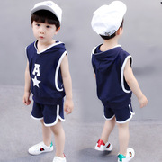 儿童装男童夏装套装，0-1-2-3岁婴儿夏天衣服4宝宝夏季背心两件套潮