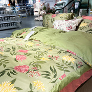 IKEA宜家 被套枕套 格瑞莱冒绿色 花卉图案 莱赛尔面料