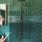 绿色渐变长条马赛克瓷砖  美式复古卫生间浴室墙砖  餐厅背景装饰