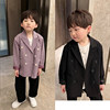 2023春季韩版中性双排扣单西紫色，黑色小西装休闲宽松版外套潮