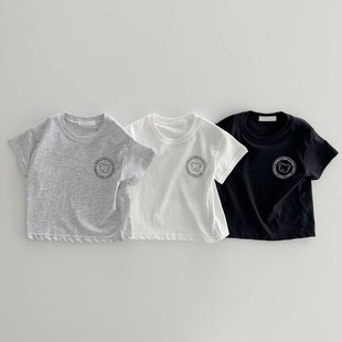 儿童短袖t恤夏季薄款韩版小熊，印花男女宝宝半袖上衣婴儿纯棉衣服