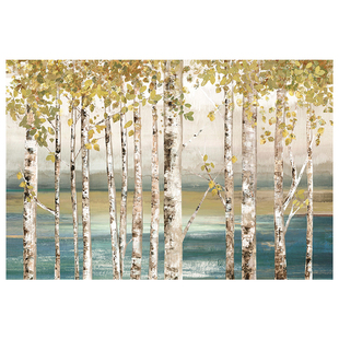 美式田园白桦树林抽象风景油画壁画挂画打印油画布画芯贴画海报
