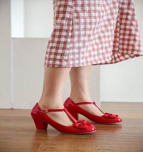鞋女女鞋婚鞋红色黄色粉色尖头粗跟高跟大码女鞋小码单鞋  48 msz