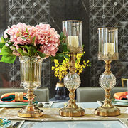 欧式金色水晶玻璃花瓶插花装饰台餐桌O客视品面电厅柜烛台