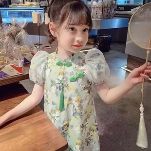 女童连衣裙夏季韩版公主裙3-15岁中大童夏装蕾丝裙儿童网纱披肩裙