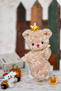 熊蜜柑手工羊毛关节泰迪熊——蜜蜂熊免剪裁手作缝纫DIY材料包