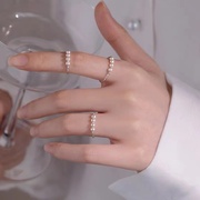925纯银珍珠戒指素圈女食指，戒指环夏小众(夏小众，)设计感开口尾戒