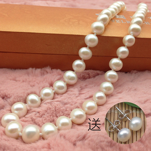 天然淡水珍珠项链，近圆强光白色饱满时尚，简约送妈妈婆婆母亲节