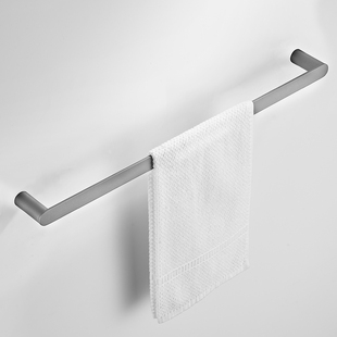 毛巾杆单杆304不锈钢灰免打孔卫生间毛巾架创意浴巾架轻奢浴室