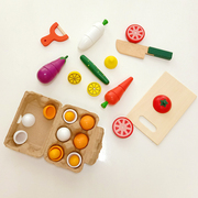 ins儿童磁性水果蔬菜盒，木质厨房仿真过家家套装玩具切切乐3岁礼物