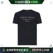 香港直邮armani阿玛尼男士t恤黑色套头棉质，圆领短袖3gst57sjmcz